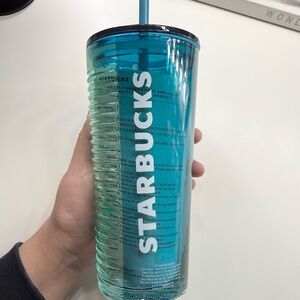 Starbucks Mexico 2023 Turquoise Ribbing Glass Tumbler